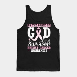 By The Grace Of God I'm A Survivor Breast Cancer Awareness Tank Top